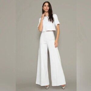 NEW RIPLEY RADER White Ponte Knit Wide Leg Pants Size 4 US Large